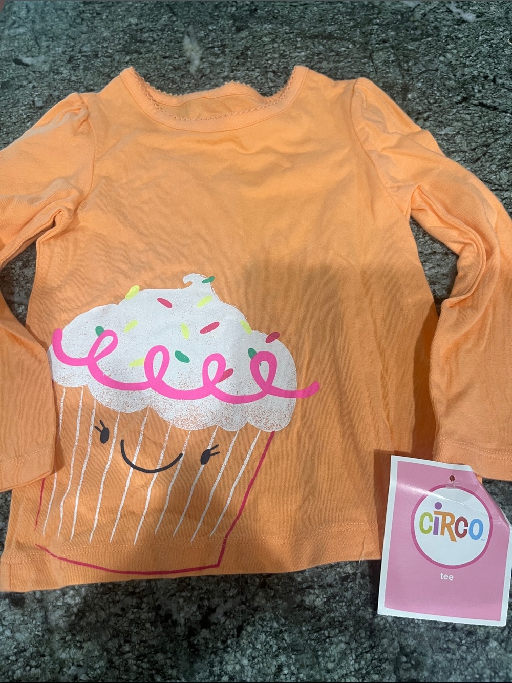 Circo Girls Orange Long-Sleeve Cupcake Graphic Tee